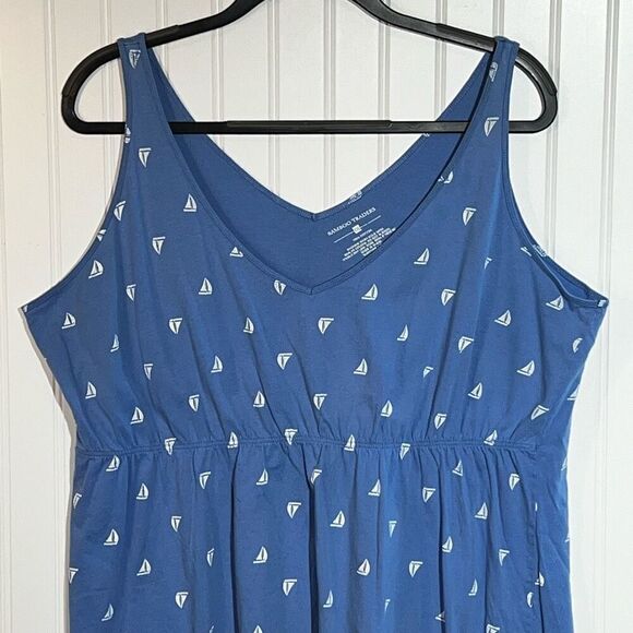Bamboo Traders Tank Dress Women’s XXLarge Blue Sail Boat Print Elastic Waist - Picture 2 of 7